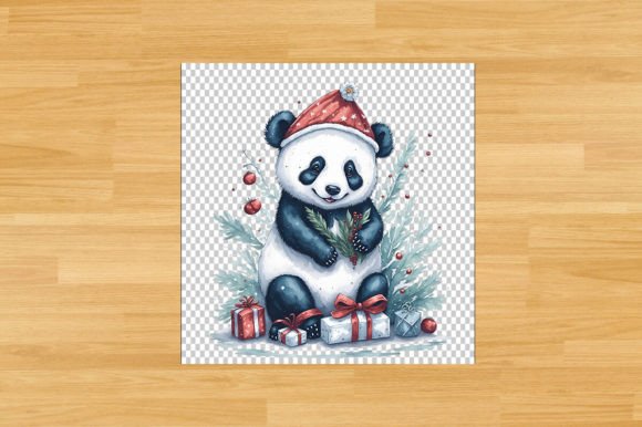 A Cute Panda Decorate with Christmas Illustrations