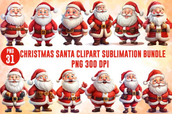 Christmas Santa Clipart Sublimation for Modern Illustrations
