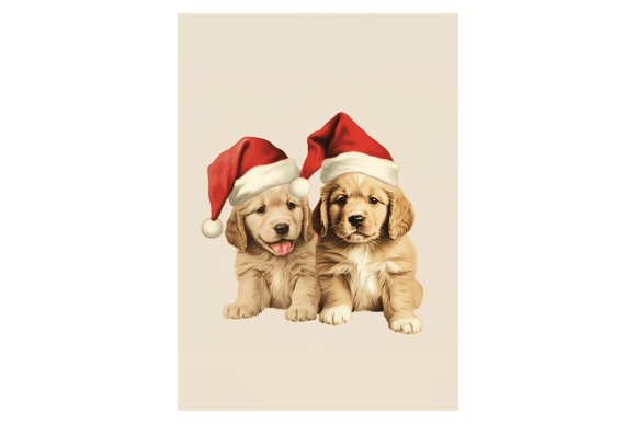 Cute Puppies Christmas Card for Festive Illustrations