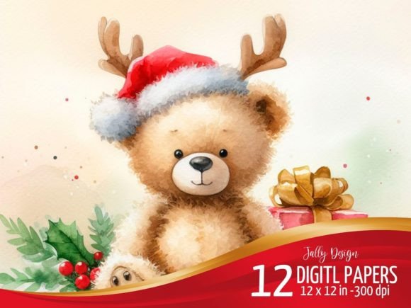 Cute Teddy Bear at Christmas Images for Illustrations