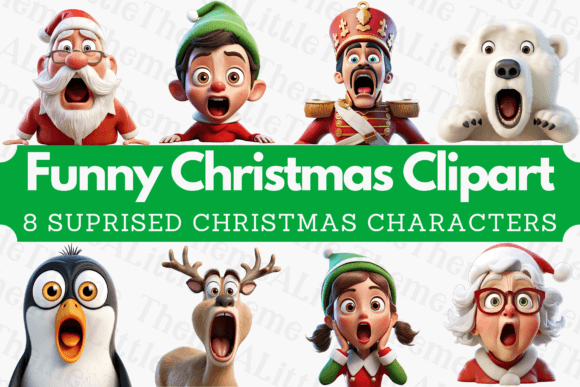 Funny Christmas Face Clipart 3D Style for Illustrations