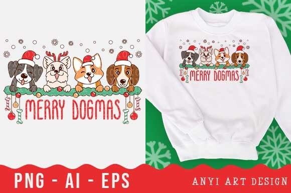 Funny Dog Christmas Sublimation PNG for Illustrations