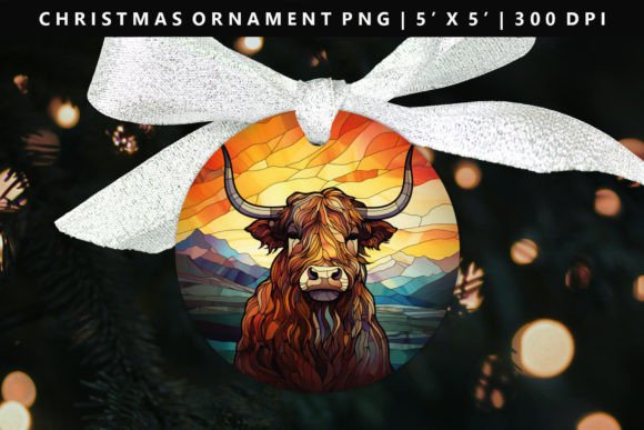 Highland Cow Christmas Ornament Design for Brand Illustrations