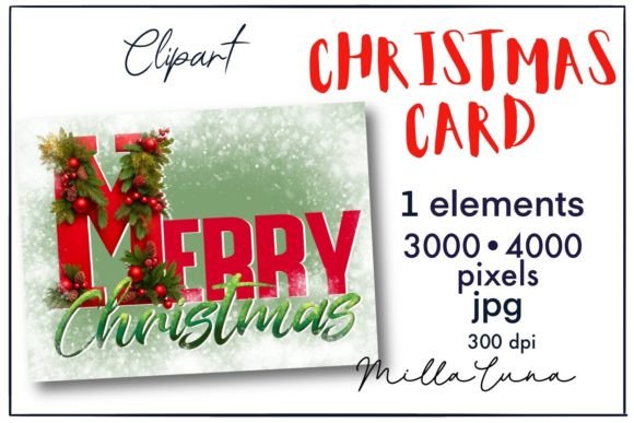 Merry Christmas Card, Christmas JPG Review for Modern Illustrations