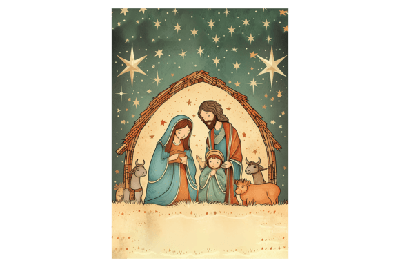 Nativity Christmas Card Illustrations for Real Crafts