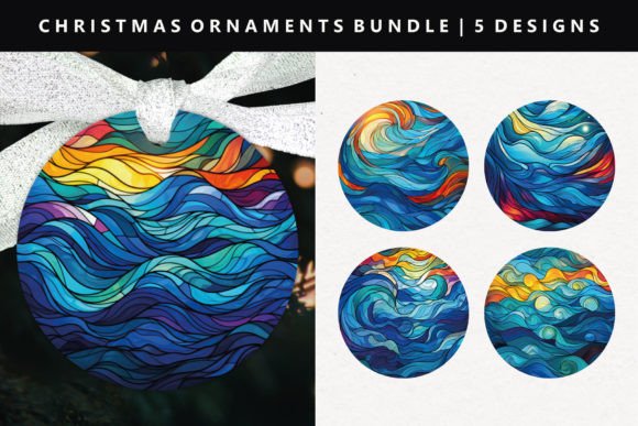 Ocean Waves Christmas Ornament Design for Illustrations
