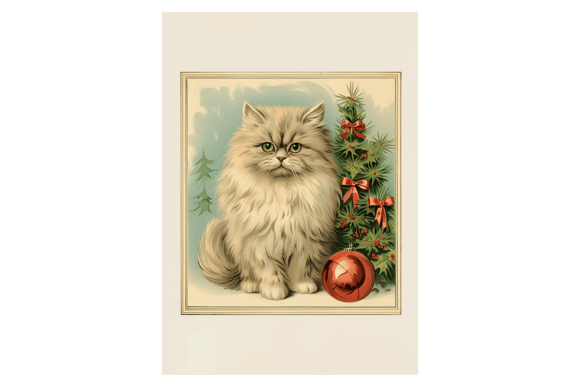 Persian Cat Christmas Card Illustrations for Crafters