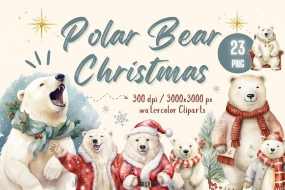 Polar Bear in Christmas Time: Seasonal Illustrations for Bloggers