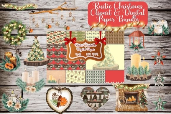 Rustic Christmas Clipart Bundle for Illustrations