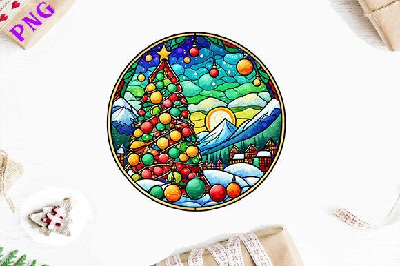 Stained Glass Christmas Tree Sublimation for Modern Illustrations