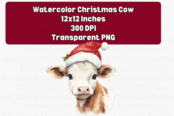Watercolor Christmas Cow with Santa Hat: A Seller's Review of Seasonal Illustrations